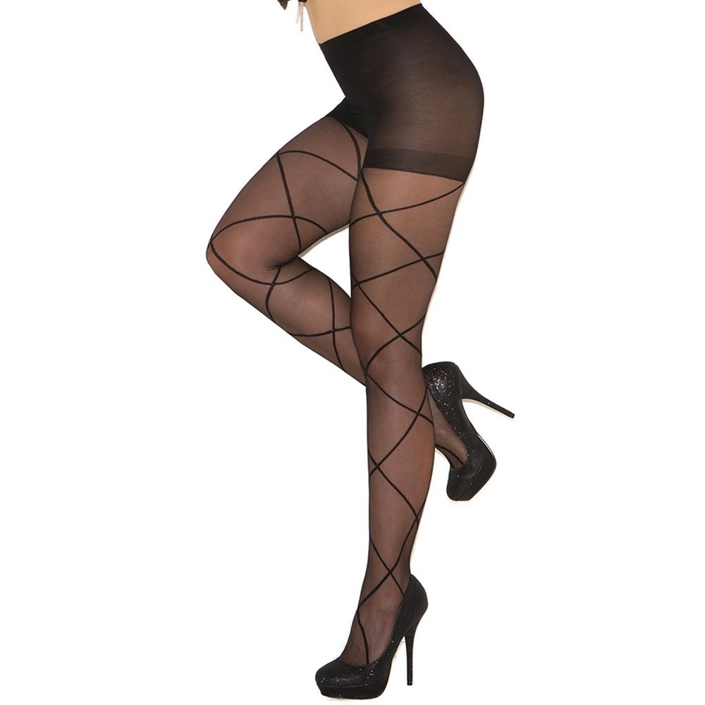 Sheer Pantyhose with Criss Cross Wrap Design